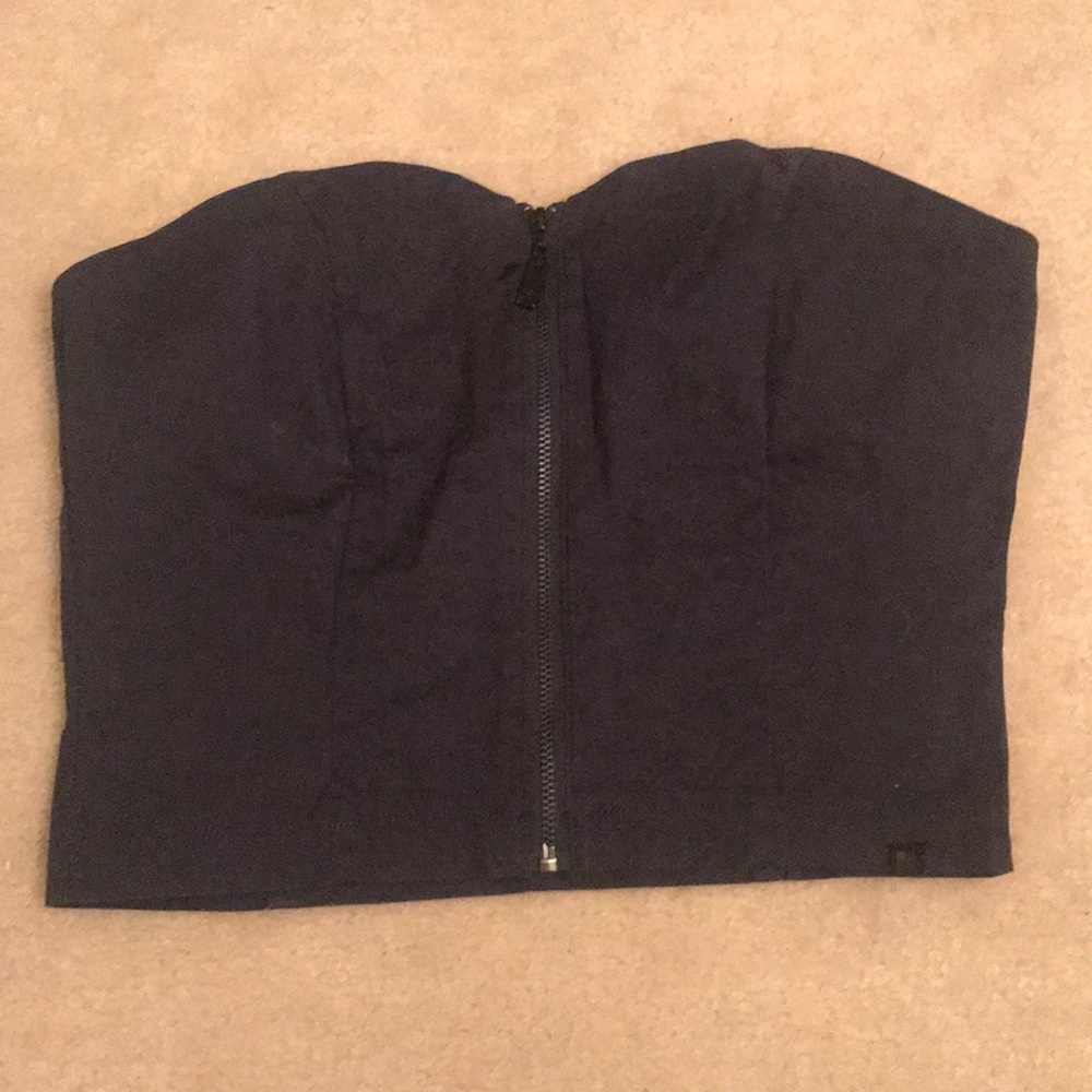 Zip up crop bustier top
